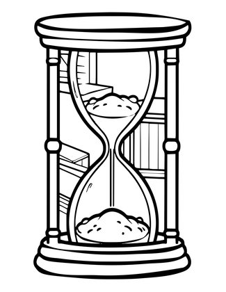Hourglass and Crown - Free printable coloring page