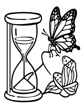 Hourglass and Butterfly - Free printable coloring page