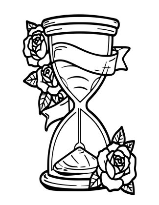 Hourglass as Tattoo - Free printable coloring page