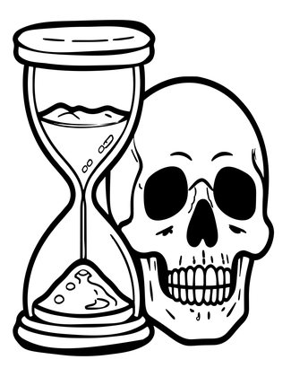 Hourglass and Skull - Free printable coloring page