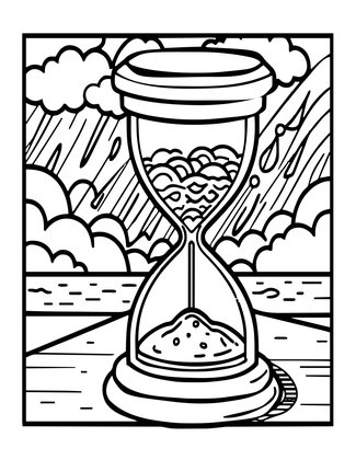 Hourglass in Storm - Free printable coloring page