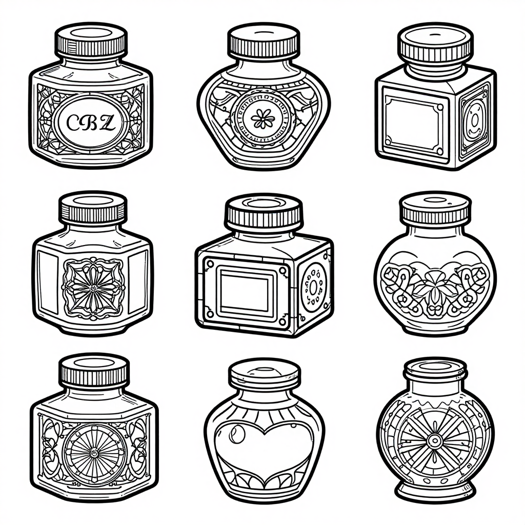 Vintage Inkwells coloring pages collection - 30 free printable pages