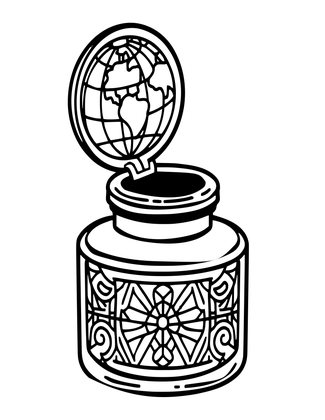 Globe Inkwell - Free printable coloring page
