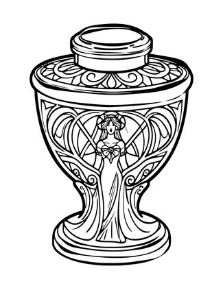 Art Nouveau Inkwell - Free printable coloring page
