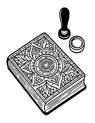 Inkwell and Sealing Wax - Free printable coloring page
