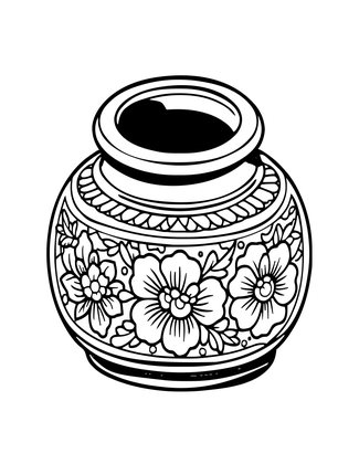 Porcelain Inkwell - Free printable coloring page