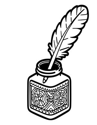 Inkwell and Quill - Free printable coloring page