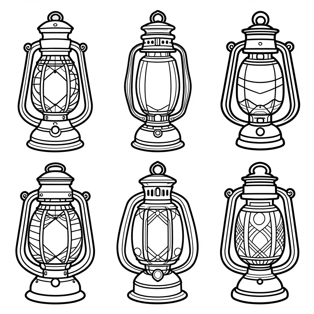 Vintage Lanterns coloring pages collection - 30 free printable pages