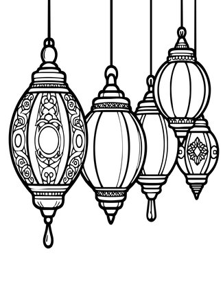 Hanging Lanterns - Free printable coloring page