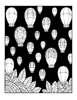 Lantern Festival Sky - Free printable coloring page