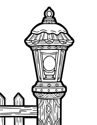 Lantern and Snow - Free printable coloring page