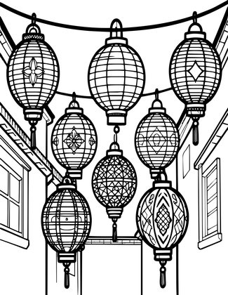 Festival Lanterns - Free printable coloring page