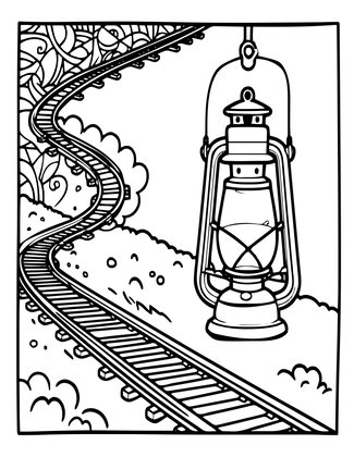 Railroad Lantern - Free printable coloring page