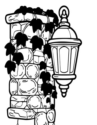 Lantern and Ivy - Free printable coloring page