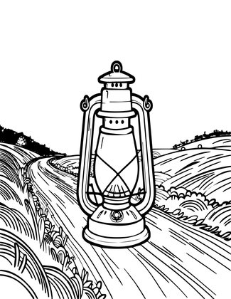 Lantern in Fog - Free printable coloring page