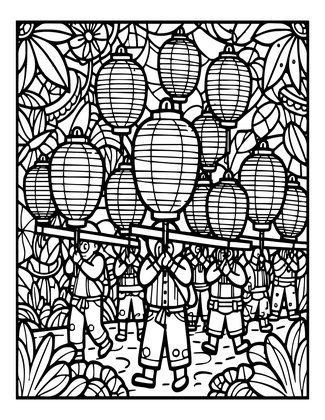 Lantern Parade - Free printable coloring page