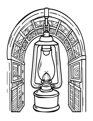 Miner's Safety Lamp - Free printable coloring page