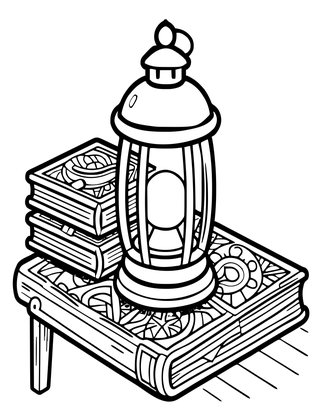 Lantern on Table - Free printable coloring page