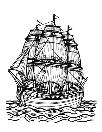Map with Galleons - Free printable coloring page