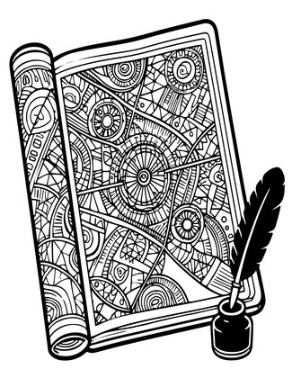 Map and Quill - Free printable coloring page