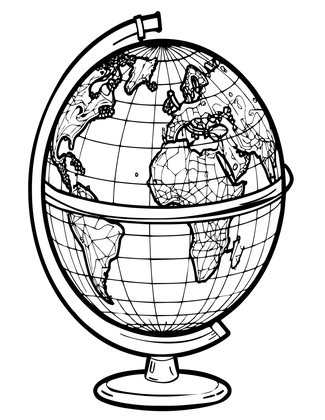 Map on Globe - Free printable coloring page