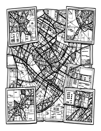 Map Wall Study - Free printable coloring page