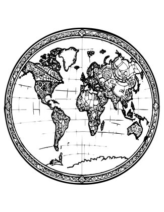 Ptolemy World Map - Free printable coloring page