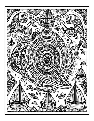 Sea Monsters Map - Free printable coloring page