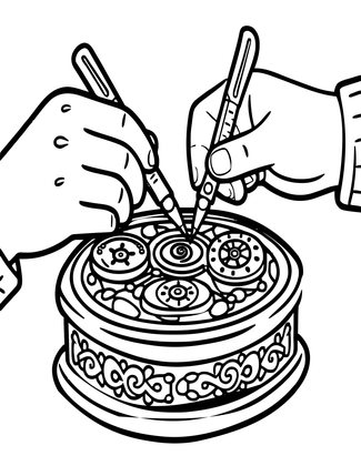 Music Box Repair - Free printable coloring page