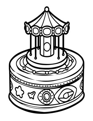 Musical Carousel - Free printable coloring page