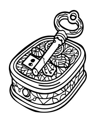 Music Box Winding Key - Free printable coloring page