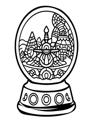 Music Box and Snow - Free printable coloring page
