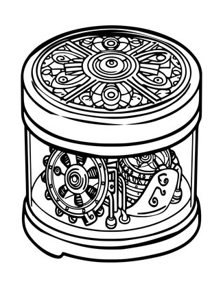 Cylinder Music Box - Free printable coloring page