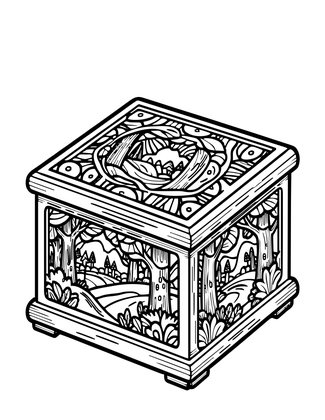 Carved Wood Box - Free printable coloring page