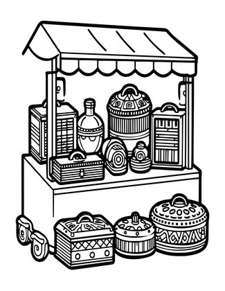 Music Box Market - Free printable coloring page