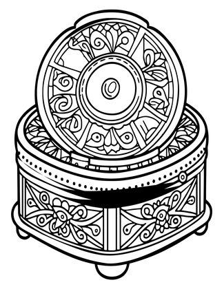 Disc Music Box - Free printable coloring page