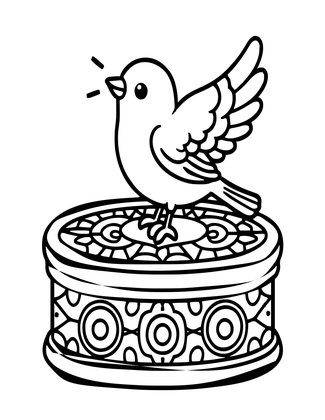 Automaton Music Box - Free printable coloring page