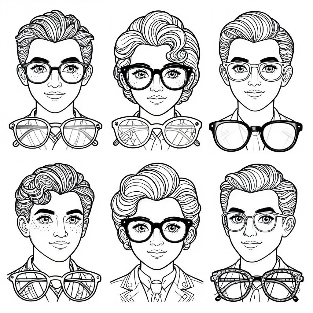 Vintage Opera Glasses coloring pages collection - 30 free printable pages