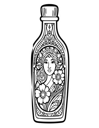Art Nouveau Bottle - Free printable coloring page