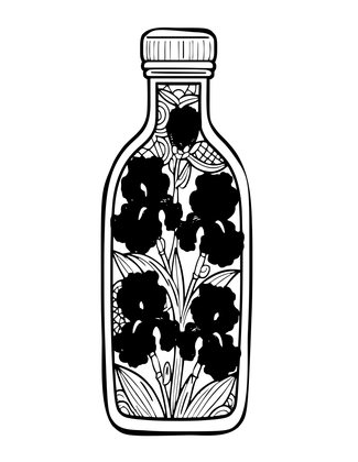 Nouveau Flowers Bottle - Free printable coloring page