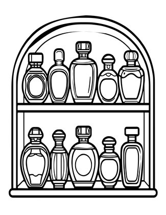 Perfume Shelf Display - Free printable coloring page