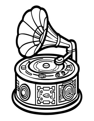Phonograph Mechanism - Free printable coloring page