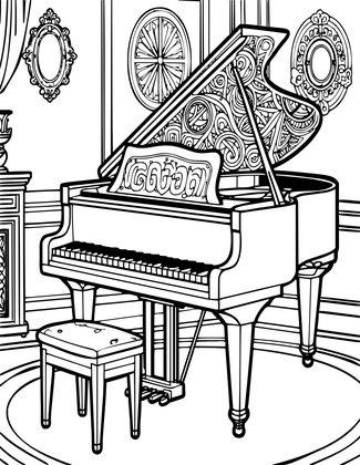 Phonograph and Piano - Free printable coloring page