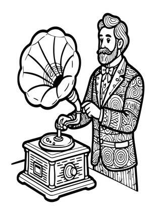 President's Phonograph - Free printable coloring page