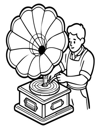 Phonograph Repair - Free printable coloring page