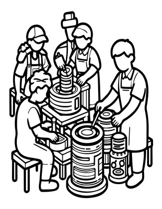 Cylinder Casting - Free printable coloring page