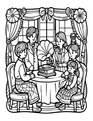 Parlor Phonograph - Free printable coloring page
