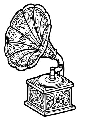 Phonograph Horn - Free printable coloring page