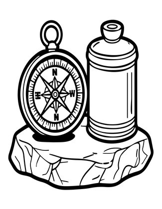 Compass and Canteen - Free printable coloring page