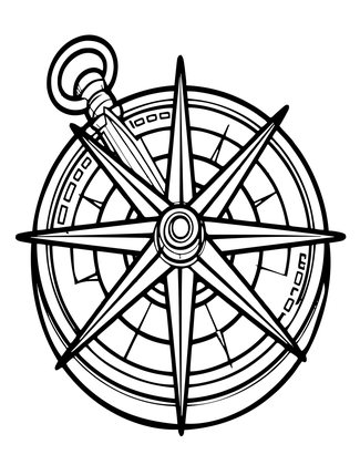 Ship Compass - Free printable coloring page